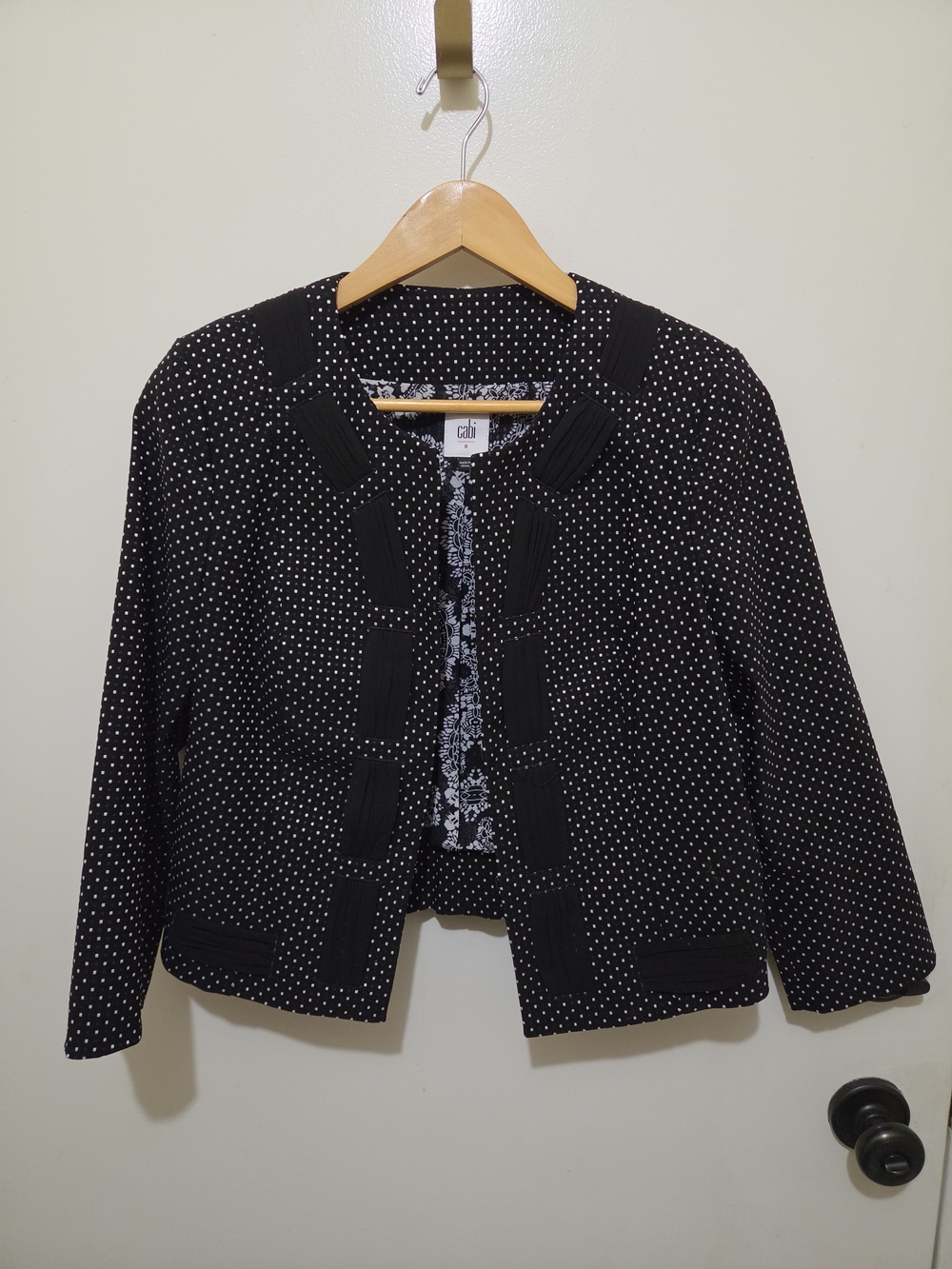 CAbi Black Polka Dot Cropped Jacket
